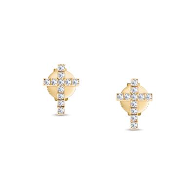 China HOT Trendy Trendy 18K Gold Diamond Earrings Modern Cross Jewelry for sale