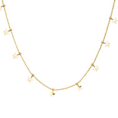 China Fashion TRENDY Star Pendant 14k Gold Plated Stainless Steel Chain Mothers Day Jewelry Bling Beaded Necklace For Women for sale