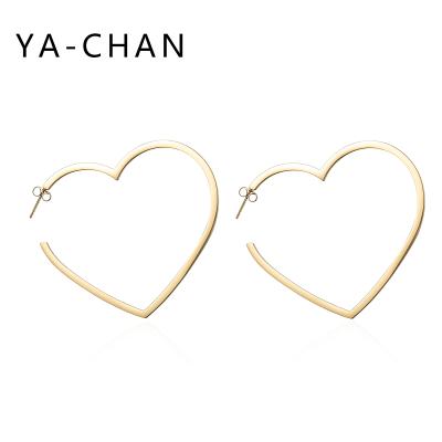 China YA-CHAN Romantic Heart Shaped Drop Dangle Earrings For Women Personalized Big Love Charm Statement Hollow Dangle Earrings for sale