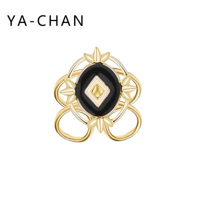 China Vintage New Arrival Charming Flower Design Stainless Steel YA-CHAN Ring For Women Accessories Adjustable Hollow Out Ring Wholesale for sale