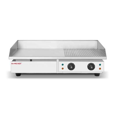 China Hotels Stainless Steel Restaurant 4.4kw Half Electric Griddle And Half Grill for sale