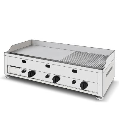 China NPG/LPG Commercial Counter Top Restaurant Half Ribbed Gas Smooth Grill Griddle Hot Plate Half for sale