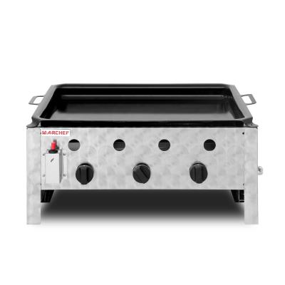 China Good quality commercial kitchen commercial BBQ gas supplying table top griddle with grill for sale