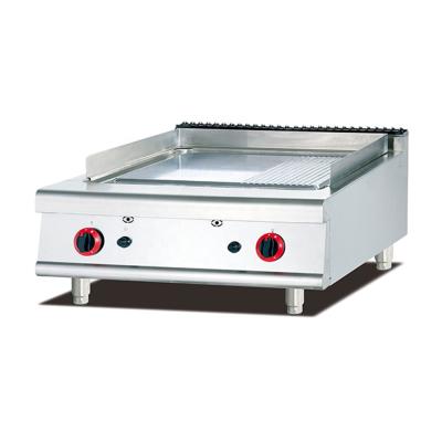 China Stainless Steel 800mm LPG Gas Chrome Hot Plate Surface Worktop Griddle 1/3 Fluted for sale