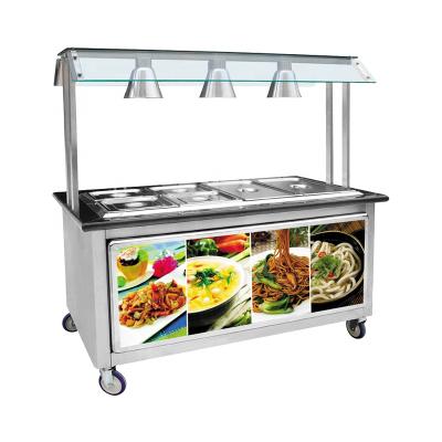 China Commercial Kitchen 6 GN Pan Bain Marie With Electric Standing Cabinet And Lamps for sale