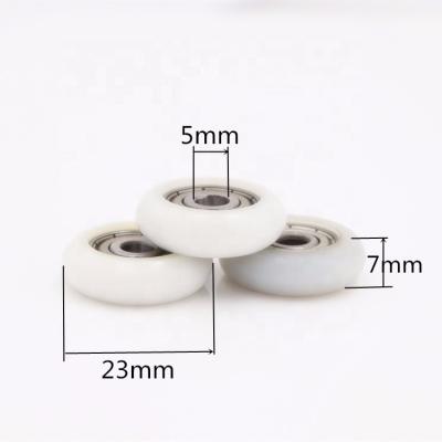 China Manufacturer Low Noise Polea 695Z Bearing Plastic Roller Pulley Wheels Nylon Kasnak For Sliding Door Roller Hanging Pulley 5X23.5X7mm for sale