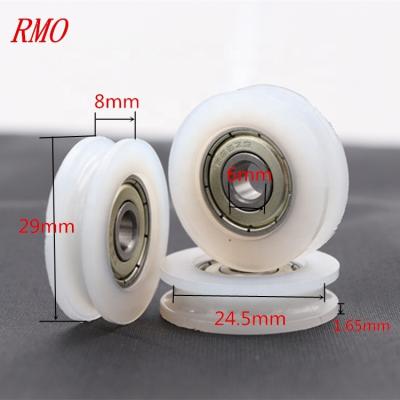 China Low Noise Nylon Plastic Pulley Roller Wheels 626zz U Groove Supporting Pulleys Sliding Door For Small Shower Wheels 6*29*8mm for sale