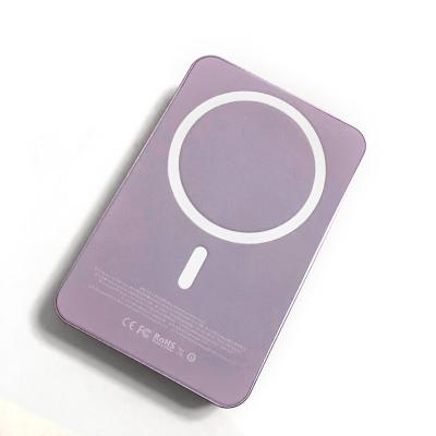 China Newest Anti-spy Portable Magnetic Wireless Charger 5000mah 10000mah Mini Power Bank Metal Power Charging Banks for sale