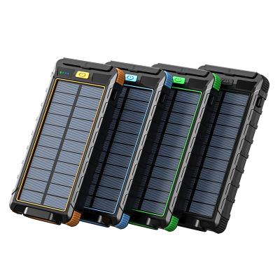 China Foldable Outdoor Portable Smart Phone Solar Power Fast Charging New 10000mAh Solar Bank/Ipad/Camera/GPS Charger 20000mAh Powerbank With Led Lights for sale