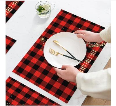 China American Buffalo Plaid Christmas Rubysub Style Sublimation Place Mat Table Mats Eat Meal Empty Canvas Mat for sale