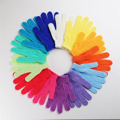 China EXFOLIATE double sided beauty spa massage skin shower scrubber bathing accessories body exfoliating gloves for bathing for sale