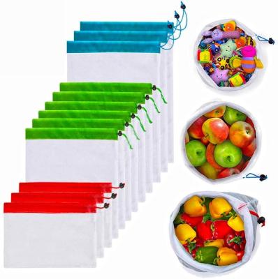 China 2021 Custom Recycled Fruit Vegetable Folding Mesh Bag Rpet Polyester Bag for sale