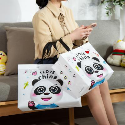 China Cheap Non Woven Handled Tote Bags Custom Printed Recyclable Fabric Shopping Bags With Logo for sale