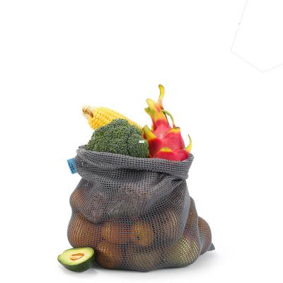 China Natural Durable Cotton Rope Handle Mesh Produce Bags Transparent With Tare Weight On Labels Recyclable Packaging Bag For Grocery for sale