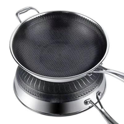 China Viable New Three Layer Frying Pan Non Stick Full Pan Uncoated Stainless Steel for sale