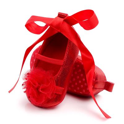 China Lovely Anti-odor Ribbon Lace Design Fancy Baby Dresses Shoes Baby Shoes for sale