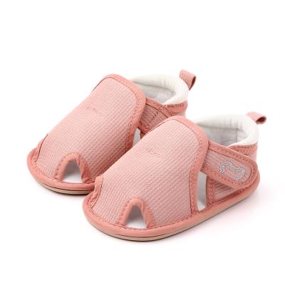 China Unisex fashion baby sandals shoes cotton fabric Anti-slippery soft rubber unique newbron sandals for sale