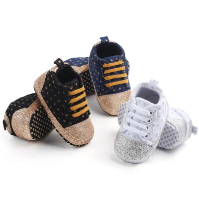 China Cotton Fabric Design New Bling Upper Material Canvas Toddler Baby Sports Shoes for sale