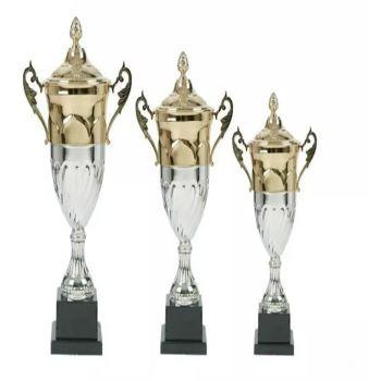 China Half Silver Metal Custom Trophy Awards Metal China Golden Football Half Half for sale