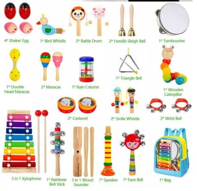 China Kids Educational Musical Instrument Toys Wooden Baby Hand Rattle Plays Rainbow Maracas for sale