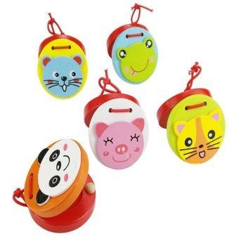 China Handsome Early Toys Early Childhood Educational Preschool Baby Educational Wooden Castanets Flapper Handle Musical Instrument Toy for sale