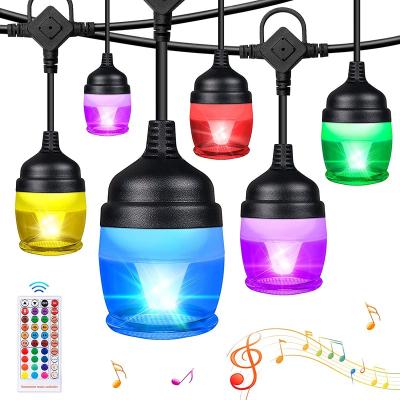 China Waterproof IP65 RGB LED Decoration String Lights Music App Remote Control with 14 Bulbs Holiday Lighting Christmas Lighting for sale