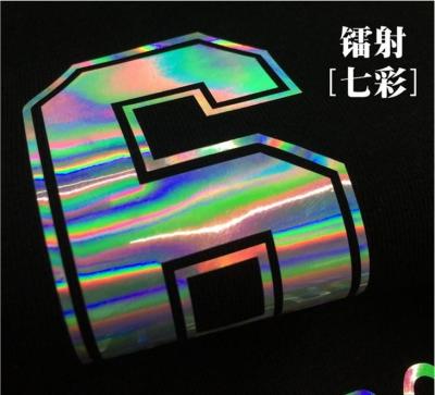 China Factory Rainbow Laser Washable Foil Heat Transfer Sticker For T-shirt Wholesale Custom Design Logo Sticker Label Foils Heat Transfer for sale