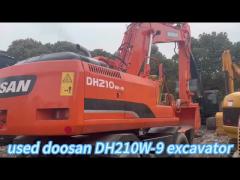 Transport Length 9.445m Doosan DX210W Used Excavator with 0.92m3 Bucket Capacity