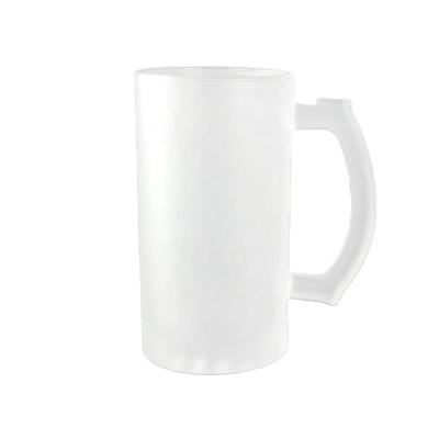 China Hot Sale Classic Good Quality Classic Logo Custom Craft Frosted Glass Beer Mugs 16oz for sale