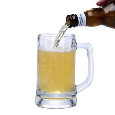 China Glass Mug Thick Bottom Heavy Beer Drinking Reusable Cup Glass Mug With Handle for sale