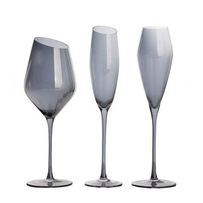 China Wholesale Big Mouth Blown Crystal Sublimation Gold Colored Wine Glasses for sale