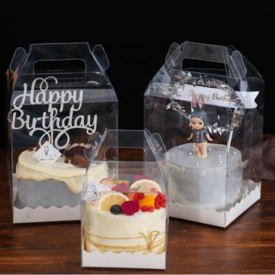 China Trend Recyclable Hot Selling New Product All Clear Plastic PET Cake Box No Glueless Bakery Packaging For 4 Inch Cupcakes for sale