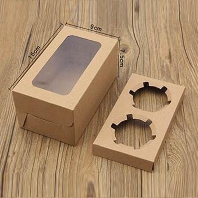 China Recyclable Drop Shipping Brown Cupcake Containers With Inserts Show Windows Cupcake Carrier For Macaron Box for sale