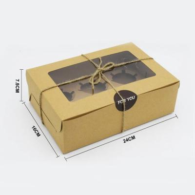 China Recyclable Drop Shipping Kraft Paper Cupcake Containers 6 Cavity Cardboard Cupcake Carrier For Muffin Box for sale