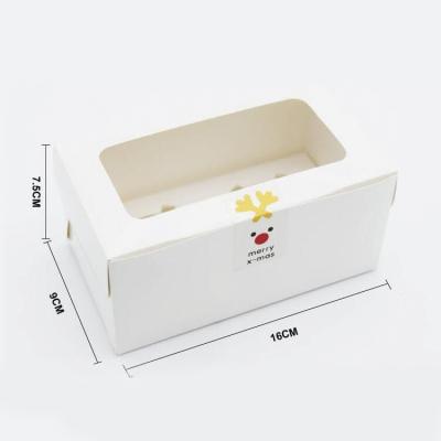 China Manufacture Customized Recyclable Food Grade White Paper Cookie Boxes With Insert 2 Cavity Cupcake Box for sale