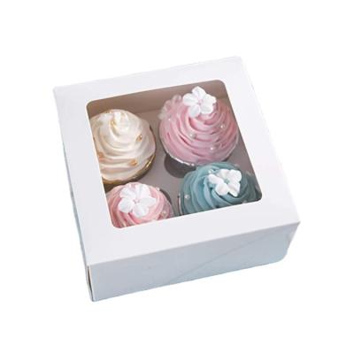 China Printing Recyclable Custom Cake Box With Window 4 Pack Cupcake Boxes For Valentines Day Cookie Gift Boxes for sale