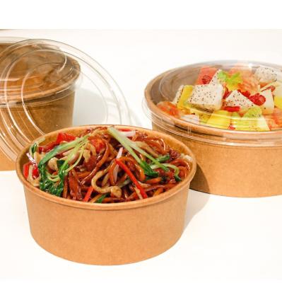 China Factory Price 500ML Paper Salad Soup Bowl Disposable Disposable Food Grade Paper Food Container Packaging With Lid for sale