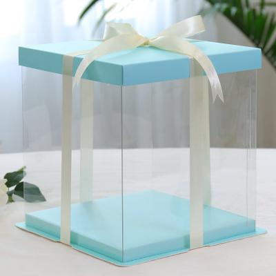 China Recyclable Transparent Cake Box Birthday 8 Stepped 6 Six Net Red Layers 10 Double Cake Box High End Custo Eight Inch Square Packing Box for sale