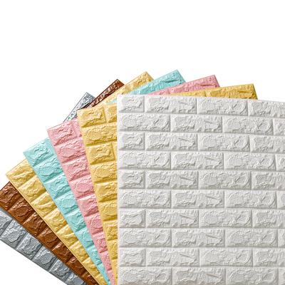 China 3d kids room xpe foam brick wall moisture proof self adhesive back sticker with glue for wall decoration for sale