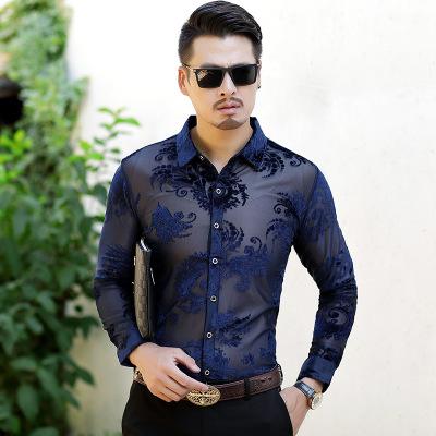 China [Misani] Men's Breathable Thin Shirt Long Sleeves Autumn Big Flower Casual Shirt For Men for sale