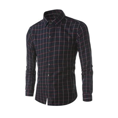 China [Misani] Men's Casual Shirt Autumn Men's Long Sleeve Plaid Cotton Shirt Slim Fit Social Clothes for sale