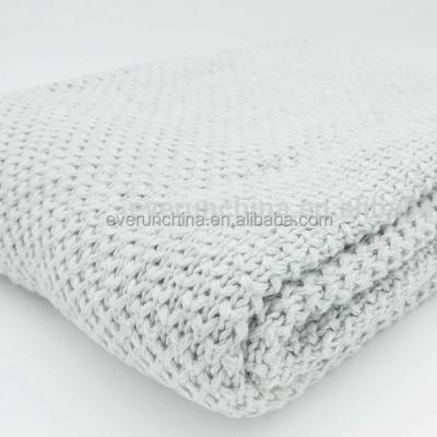 China PORTABLE ZERO FAULT 7gg 100% Combed New Cotton Material Light Weighted Cotton Cross Interlock Square Knit Bed Pillow Throw Blanket for sale