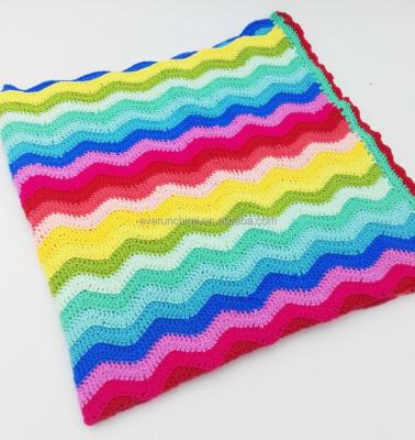 China ZERO FAULT 7gg 100% Rainbow Patterns PORTABLE Fashion Acrylic Free Colorful Crochet Soft Handmade Baby Knit Throw Blanket for sale