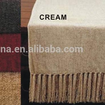 China 50CF61-1 PORTABLE Micro Rayon Chenille Fiber Woven Fringe 100% Throw Blanket for sale