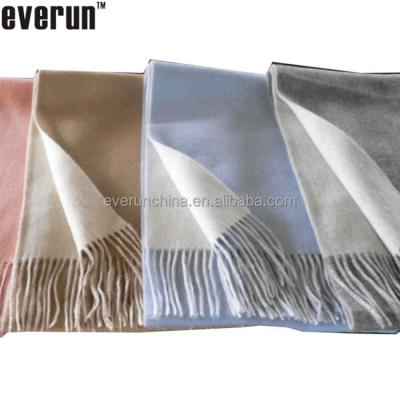 China 100% Merino Wool Flame Retardant Woven Solid And Check Shawl Throw Blanket for sale