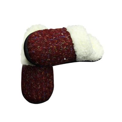 China Popular Fashion Trend Sherpa Blend Knitting Unisex Indoor Shoes Flat Slippers for sale