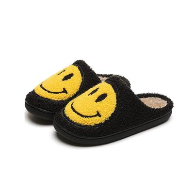 China Wholesale Cute Winter Fashion Trend Smiley Face Slipper Warm Plush Smiley Face Indoor Home Slippers For Women Man for sale