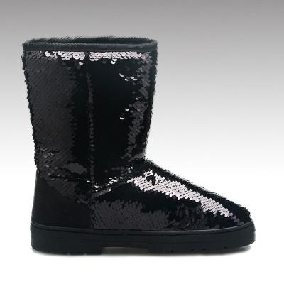 China HC-242 Anti-slippery Fashion Sparkles Double Ombre Sequins Midnight Sequins Snow Boots For Women for sale