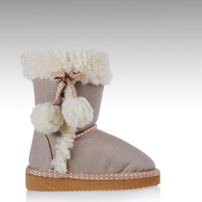 China HC-529 Lightweight Suede Faux Fur Pom Poms Fancy Little Girls Winter Boots for sale