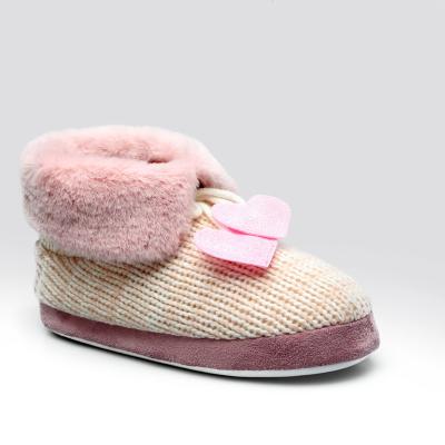 China Winter Warm Home Designer Camping Warm Fur Printed Ladies Boot Plush Slippers for sale